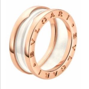 BULGARI PINK/ROSE GOLD AND WHITE CERAMIC 18K Ring